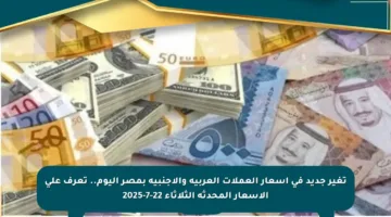 تغير جديد في أسعار العملات العربية والأجنبية بمصر اليوم.. تعرف على الأسعار المحدثة الثلاثاء 22-7-2025